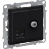 Legrand SUNO TV lizdas (tipas F) 1,5dB + RJ45 kat 6 UTP juoda 721462