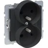 Legrand SUNO Dvivietis lizdas 2x2P + Z juodas 16A 250V automatinis terminalai su apertūra 721490