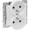 Legrand SUNO Dvigubas lizdas 2x2P+Aliuminis 16A 250V automatiniai gnybtai su sklende 721190