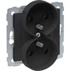 Legrand SUNO Dvivietis lizdas 2x2P + Z juodas 16A 250V sraigto terminalai 721491