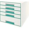 Leitz LEITZ CUBE WOW Schubward Box perlweiss- iceblau mit 5 Schubward. Tvirtas ir stabilus ansprechestm 2-farbigem WOW Design Hochgla - 52142051