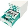 Leitz LEITZ CUBE WOW Schubward Box perlweiss- iceblau mit 5 Schubward. Tvirtas ir stabilus ansprechestm 2-farbigem WOW Design Hochgla - 52142051