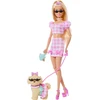 Mattel BARBIE TWINNING LOOKS šviesiaplaukės lėlės ir šunelio rinkinys (JFP36)