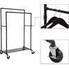 SONGMICS metalinis drabužių stovas ant ratukų, pramoninio dizaino, dvigubas, 110 kg, juodas HSR60B