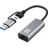 Level One Adapteris USB LevelOne RJ-45 - USB-C + USB-A Sidabrinė (USB-0423)