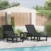 Saulės gultas 2 pcs Juoda 195,5 x 53 x 98,5 cm Polietilenas