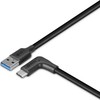 USB Laidas - LINDY USB 3.2 Type A į C Laidas, M/M, 10Gbps, 90° Dešinysis Kampas, 1.5 m, Juodas