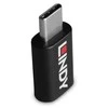 USB Adapteris - LINDY USB 3.2 Type C į C M/F Adapteris, 100W Duomenų Blokatorius, Juodas