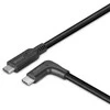 USB Kabelis - LINDY USB 3.2 Type C Laidas, M/M, 90° Dešinysis Kampas, 10Gbps, 60W PD, 1.5 m, Juodas