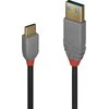 USB Kabelis - LINDY Anthra Line USB 2.0 Type A į C Laidas, M/M, 480Mbps, 15W, 0.5 m, Juodas
