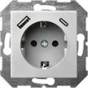 Liregus Kištukinis lizdas EPSILON, SCHUKO lizdas ir USB A+C įkroviklis 17W, be rėmelio, metalo sp.