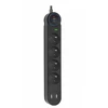 ART FU810 4 gniazda-10A-2USB A+C-2.6A-juoda-1,5m-3x1,0mm2