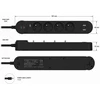ART FU810 4 gniazda-10A-2USB A+C-2.6A-juoda-1,5m-3x1,0mm2