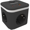 Fellowes Power Cube ilginamasis laidas, 3 lizdai, 1x USB-A, 2x USB-C, su jungikliu Juoda