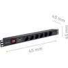Aliuminis maitinimo juostelė šaltinis skirtoji 19'' 1u 16a 6xschuko 1.8m Qoltec