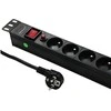 QOLTEC 53995 Apsauga nuo viršįtampių RACK 19 16A 1U PDU 6xSCHUKO 2m
