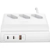 USAMS maitinimo lizdas 65W Super Si greito įkrovimo USB prailgintuvas, ES baltos spalvos CC160TC01 (US-CC160)