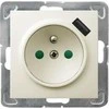 Ospel Vieno lizdo Impresja GP-1YZPUSB/m/27 su įžeminimu ir sklendėmis su USB įkrovikliu 2.1A ekru