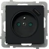 Ospel Vieno lizdo Ospel Sonata GP-1RZPUSB / m / 33 su įžeminimu su USB įkrovikliu 2.1A metalizuota juoda