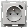 Ospel Vieno lizdo Sonata GP-1RZPUSB/m/38 su įžeminimu ir langinėmis su USB įkrovikliu 2.1A, matinis sidabras