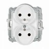 Karlik Elektrotechnik 25MGPR-2z MINI Dvigubo lizdo mechanizmas rėmui su įžeminimu 2x(2P+Z) (be srovės kelio sklendių) matinė balta 25MGPR-2z