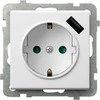 Ospel Vieno lizdo Sonata GP-1RSPUSB 2.1A/m/00 su schuko įžeminimu su langinėmis su USB įkrovikliu 2.1A balta