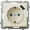 Ospel Lizdas viengubas Sonata GP-1RSPUSB 2,1A/m/27 su įžeminimu, schuko, žaliuzėmis ir USB įkrovikliu 2,1A ecru
