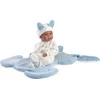 Llorens Llorens 63597 Vinilinė lėlė kūdikiui 35 cm Bimbo su mėlyna pagalve