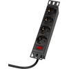LogiLink LogiLink 4 kontaktų maitinimo lizdas su jungikliu, 10 colių (1U), 2 m