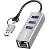 „LogiLink“ USB 3.2 Gen 1 šakotuvas – 3 x USB-A – 1 x RJ45 – sidabrinis