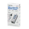 „LogiLink“ USB 3.2 Gen 1 šakotuvas – 3 x USB-A – 1 x RJ45 – sidabrinis