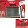Set L'Oreal Paris: L'Oreal Paris Kajal Eye Pieštukas Juodas 1.5 g + Mega Volume Collagene 24h Atsparus vandeniui Blakstienų tušas Mega Juodas, 9 ml + Textile Makeup Bag Juodas