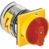 Lovato Electric Kūginis jungiklis 0-1 3P 32A įmontuojamas su geltona/raudona rankenėle, blokuojamas spyna (7GN3210U25)