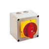 Lovato Electric Krumpliaratinis jungiklis 0-1 4P 16A korpuse su geltona/raudona rankenėle, blokuojamas spyna (GX1692P25)