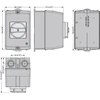 Lovato Electric IP65 paviršinio montavimo korpusas, skirtas SM1R 100 mm pločio, įskaitant geltoną/raudoną rankenėlę (SM1Z1715R)