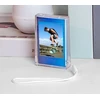 „LoveInstant“ dėklas / dėžutė + nuotraukų rėmelis „Fuji Instax Mini“, „Xiaomi“, „HP“, „Kodak Zink“ / permatomas rėmelis / mėlynas su blizgučiais / puodelis