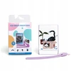 LoveInstant dėklas „Futerał“ dėžutė + nuotraukų rėmelis Fuji Instax Mini Xiaomi HP Kodak Zink / permatoma / violetinė su blizgučiais / kačiukas