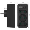 LTC Tinklo skirstytuvas: 1 apvalus lizdas su įžeminimu + 2 plokštieji lizdai + 2x USB + 2x USB-C 3,1A Juodas