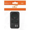 LTC Tinklo skirstytuvas: 1 apvalus lizdas su įž. + 1 plokščias lizdas + 2x USB + 2x USB-C 3,1A juodas