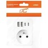LTC Tinklo skirstytuvas: 1 apvali įvado lizdas + 2x USB + 2x USB-C, Baltas 2x2,4A