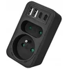 LTC Tinklo skirstytuvas: 1 apvalus lizdas su įž. + 1 plokščias lizdas + 2x USB + 2x USB-C 3,1A juodas