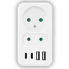 LTC Tinklo skirstytuvas: 1 apvalus lizdas su įž. + 1 plokščias lizdas + 2x USB + 2x USB-C, 3,1A, baltas