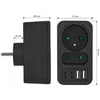 LTC Tinklo skirstytuvas: 1 apvalus lizdas su įž. + 1 plokščias lizdas + 2x USB + 2x USB-C 3,1A juodas