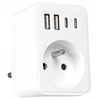 LTC Tinklo skirstytuvas: 1 apvali įvado lizdas + 2x USB + 2x USB-C, Baltas 2x2,4A