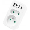 LTC Tinklo skirstytuvas: 1 apvalus lizdas su įž. + 1 plokščias lizdas + 2x USB + 2x USB-C, 3,1A, baltas