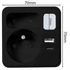 LTC Tinklo skirstytuvas su naktine lempute: 1 apvalus lizdas su įžeminimu + 1 plokščias lizdas + 1x USB + 1x USB-C 3A Juodas