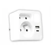 LTC Tinklo skirstytuvas su naktine lempute: 1 apvalus lizdas su įžeminimu + 1 plokščias lizdas + 1x USB + 1x USB-C, Balta 3A