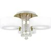 Mdeco lubinis šviestuvas Abažūras lubinis LAMP DRS8006/321QG MDECO glamour LAMP su kristalais valgomajam, baltas žalvaris