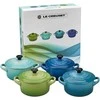 Lumarko Le Creuset keramikos rinkinys (4 maži puodai, 10x5 cm), vandenyno spalvos