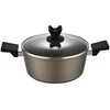 Lumarko Puodas ASTON 20 CM 2,1L. su dangčiu, IND. by Mateusz Gessler (šampanas, NON-STICK danga, juoda rankenėlė) (FLORINA-GA-007-70)